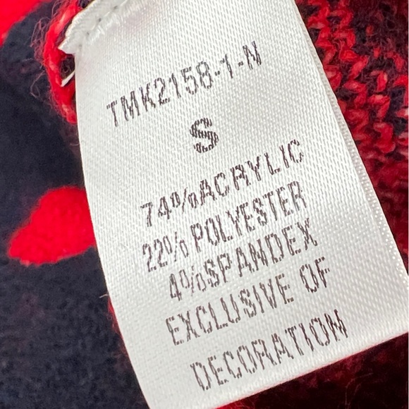 THML Veronica Bow Pattern V-Neck Sweater Vest Navy and Red NWT Size S - Picture 9 of 15